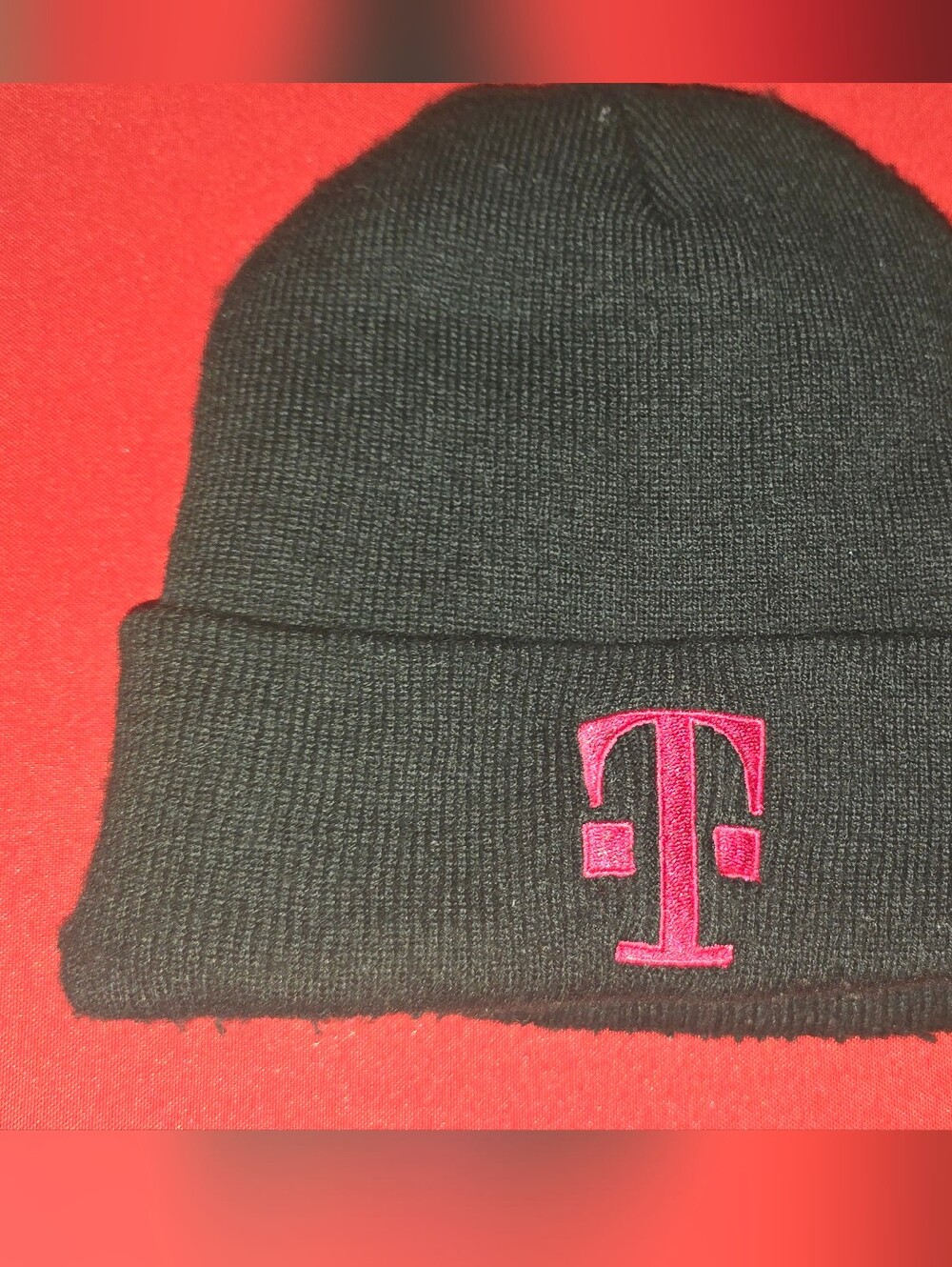 Black Beanie with Pink T-Mobile Logo